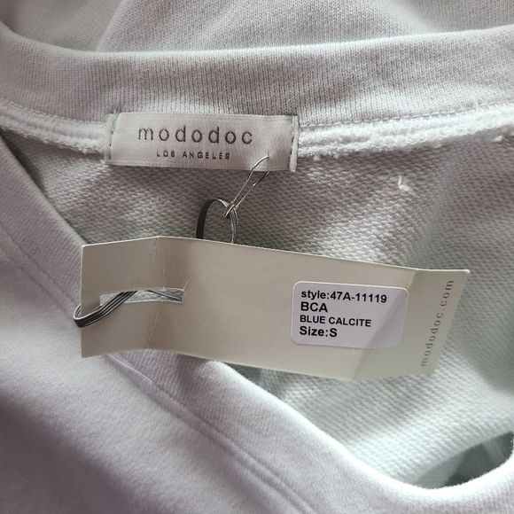 Mododoc Short Sleeve SweatShirt Top Glacier Blue Small - Picture 4 of 4